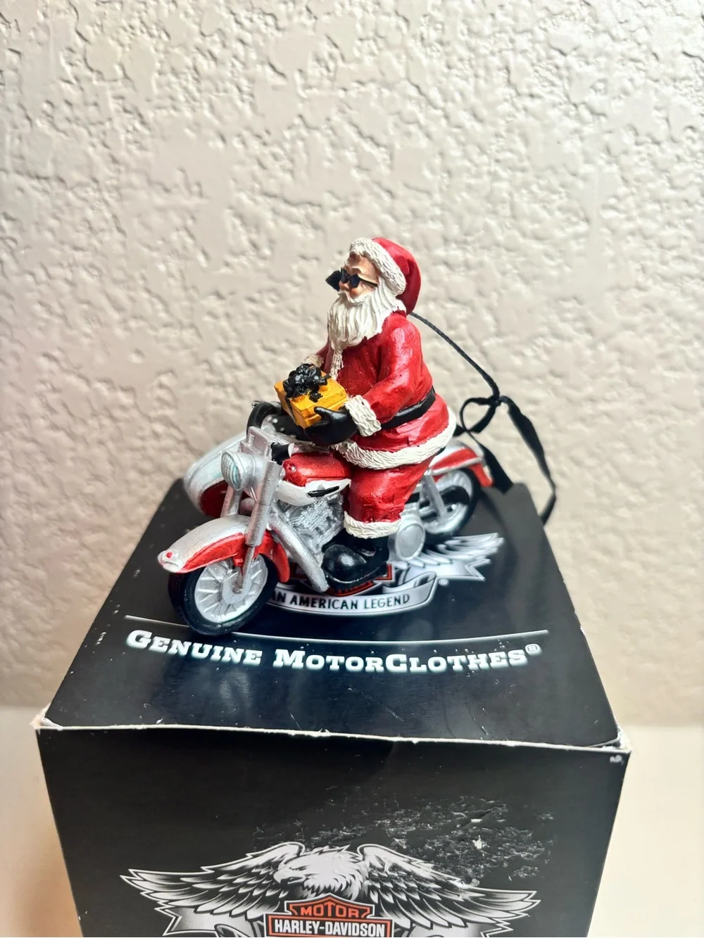 Harley-Davidson Red White Black Santa with Sidecar Ornament
